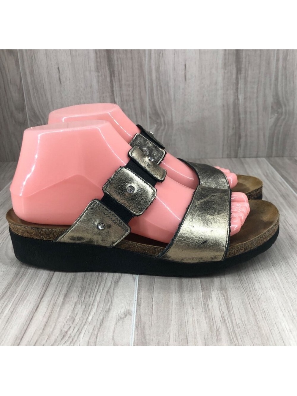 Vionic Sandals Womens 7.5M Gray Citrine Prism Flat Slip On Shoes